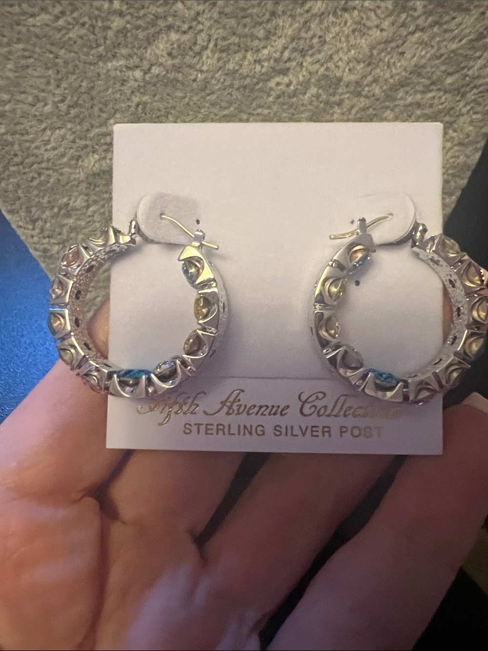 Sparkling Multi-Color Crystal Hoop Earrings - Picture 4 of 5